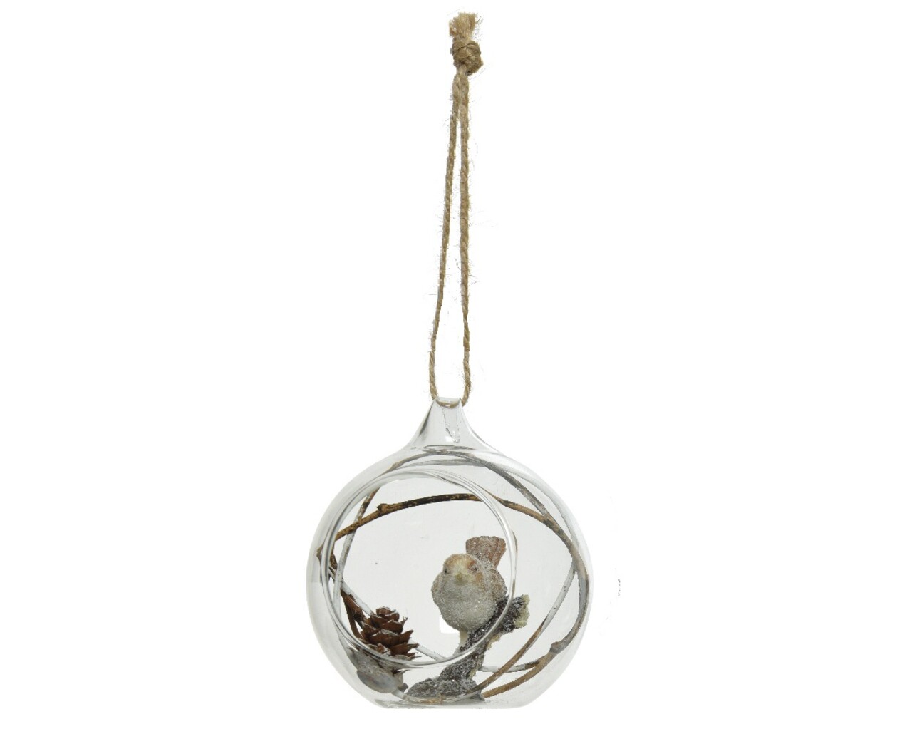 Glob Bird, Decoris, 8x8.5 cm, sticla, transparent/maro - imagine 3